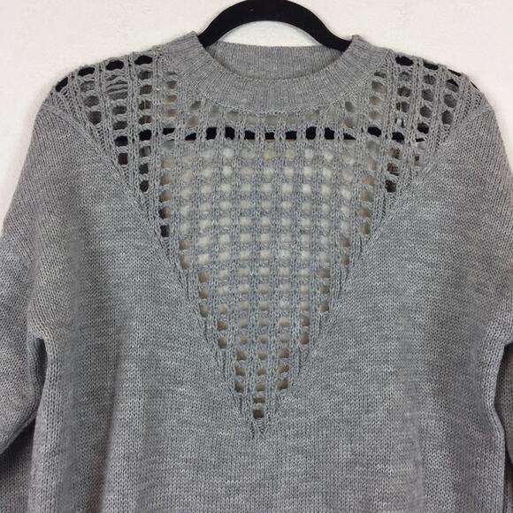 NWT Mika & Gala LF Grey Knit Lightweight Sweater XS Cut Out Deep V Open Back - Picture 3 of 10